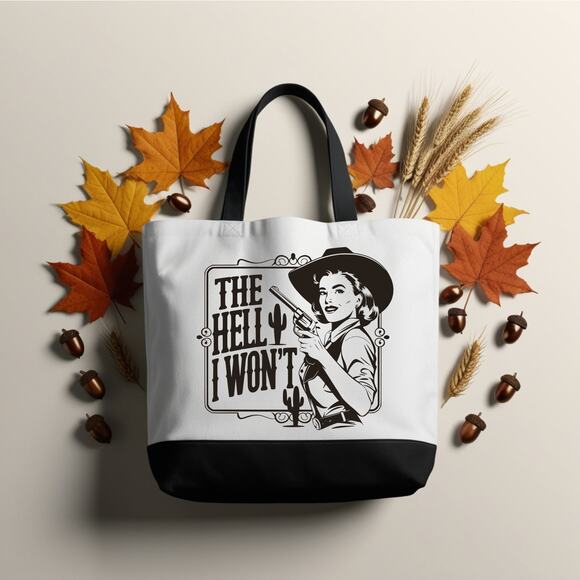 Sassy Retro Cowgirl Western Tote Bag Large - Picture 3 of 3